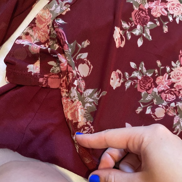 Mesh Flowered Top with Red Tank - Picture 4 of 5